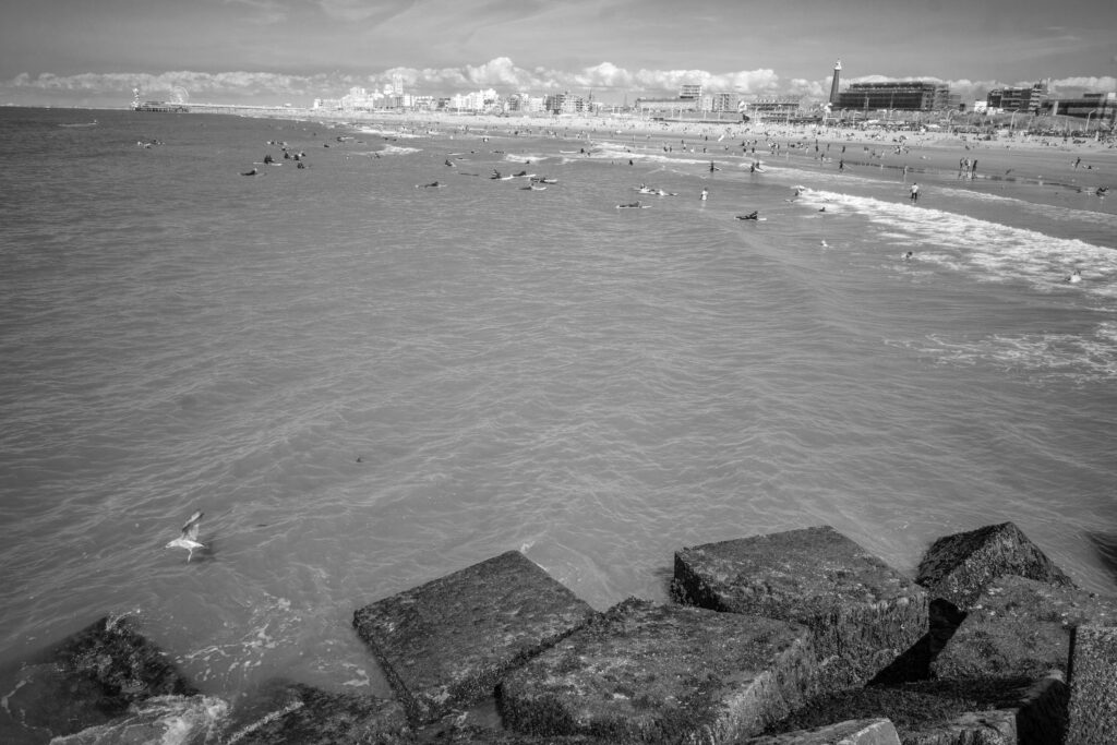 Seascape view across open water from Noordelijk Havenhoofd Scheveningen